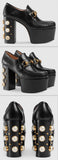 Studded Leather Horsebit Loafers