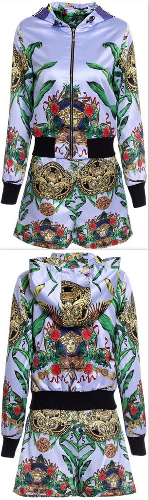 Multi Printed Jacket & Short Set