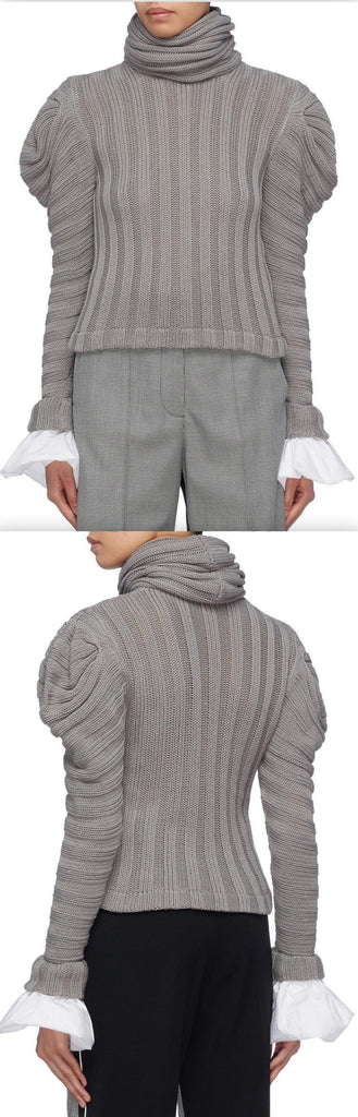 'Countess of Greystoke' Puff Shoulder Knit Turtleneck Top