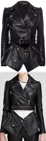 Black Zip Faux-Leather Detachable Jacket
