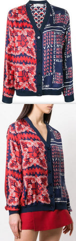 Printed V-Neck Cardigan