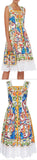 'Majolica' Printed Poplin Apron Dress