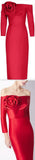 Off-the-Shoulder Red Rose Dress