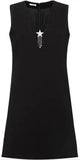 Star-Embellished Cady Mini Dress, Black