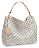 Graceful MM Damier Azur Canvas Handbag - Rose Ballerine or Damier Ebene