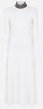 Ribbed Jersey Crystal Dress, White