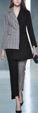 Contrasting Asymmetrical Blazer Jacket and Pant Suit