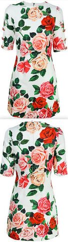 Roses-Printed Mini Dress