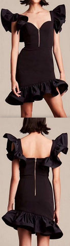 Ruffle Crepe Dress