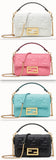 Mini Baguette Leather Bag - White, Pink, Pale Blue, Black