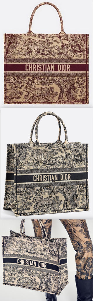 Book Tote Toile De Jouy Bag - Burgundy/Red or Dark Blue