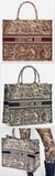 Book Tote Toile De Jouy Bag - Burgundy/Red or Dark Blue