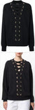 Black Lace-up Sweatshirt