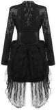 Belted Black Embellished Tulle-Layered Asymmetrical Mini Dress