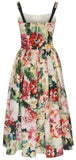 Pleated Floral Organza Midi Dress