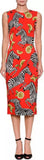 Zebra & Orange Print Pencil Dress