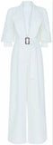 Deep V-Neck Belted Jumpsuit