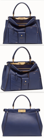 Peekaboo Regular Pocket Blue Leather Bag