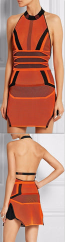 Engineered Mesh-Effect Sleeveless Mini Dress