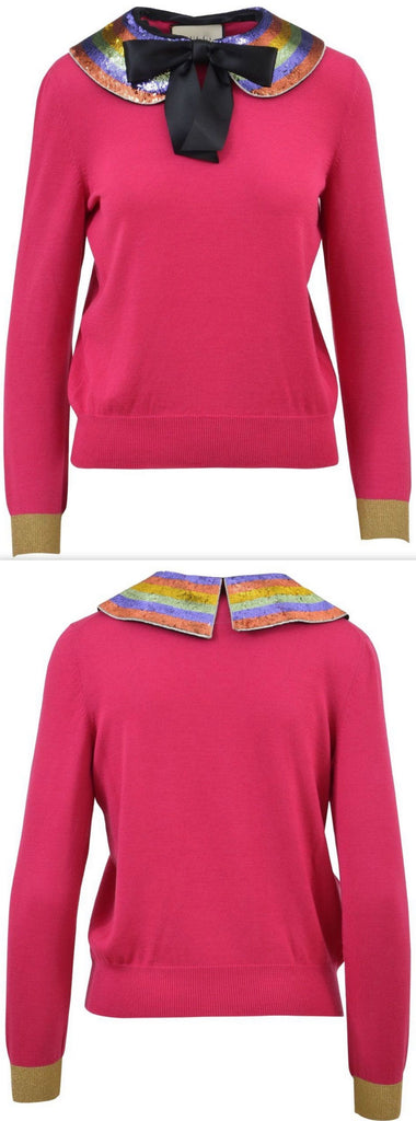 Embellished-Collar Knit Sweater
