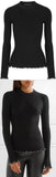 Embellished Ruffle-Trimmed Ribbed Sweater