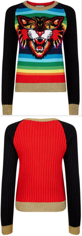 Tiger Embroidered Knit Sweater