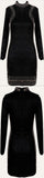 Black Studded Long-Sleeve Bodycon Mini Dress
