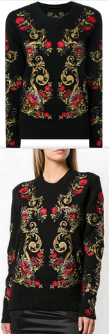 Floral Embroidered Cashmere Sweater