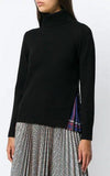Pleated Turtleneck Sweater, Black