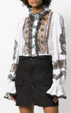 Ruffled Lace Insert Blouse