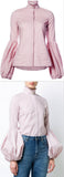 Bishop-Sleeved Gingham Shirt