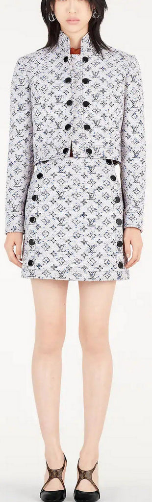 Logo Standing Collar Jacket and Skirt Set