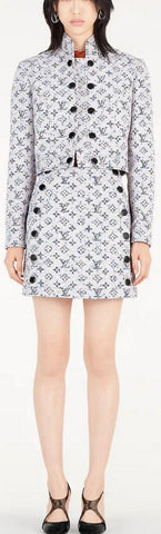 Logo Standing Collar Jacket and Skirt Set