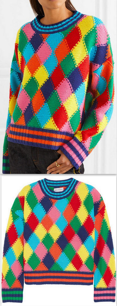 Diamond-Stitched Wool-Blend Sweater