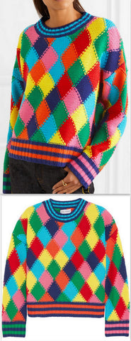 Diamond-Stitched Wool-Blend Sweater