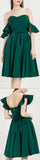 Ruffled Off-the-Shoulder Strapless Dress, Green