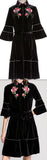 Embellished Floral-Embroidered Black Velvet Dress