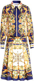 Printed Shirt and Pleated Skirt Set