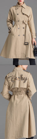 Sequin-Embroidered Trench Coat