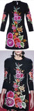 Floral-Embroidered Black Tunic-Dress