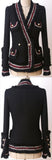 Black Tweed Jacket with Contrasting Trim