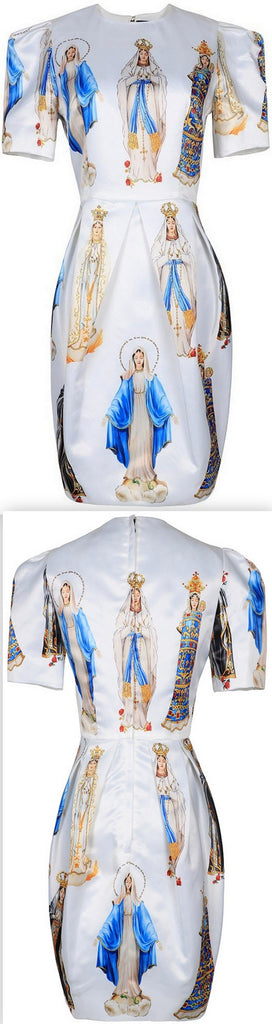 Virgin Mary Printed Mini Dress