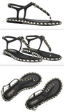 Black Grosgrain Embellished Sandals with Metallic Braiding