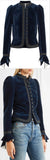Grosgrain-Trimmed Ruffled Cotton-Velvet Jacket