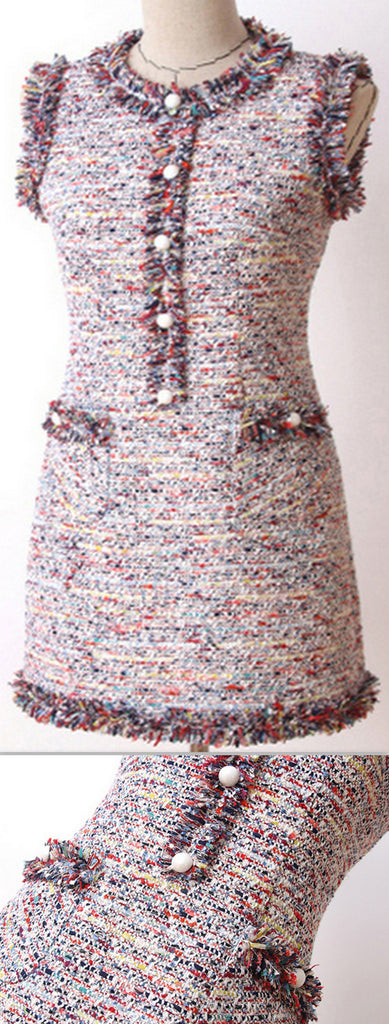 Frayed Mini Tweed Dress