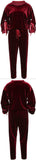 Ruby Velvet Ruched-Sleeved Sweatsuit