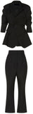 Black Rolled-Sleeve Blazer & Cropped Pant Set