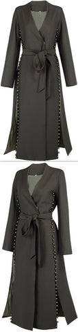 Bead-Embellished Mid-Calf Coat