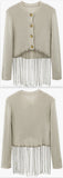 Rhinestone-Tassel Knit Cardigan Sweater