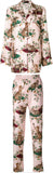 Floral & Cat-Print Pajama Shirt & Pant Set